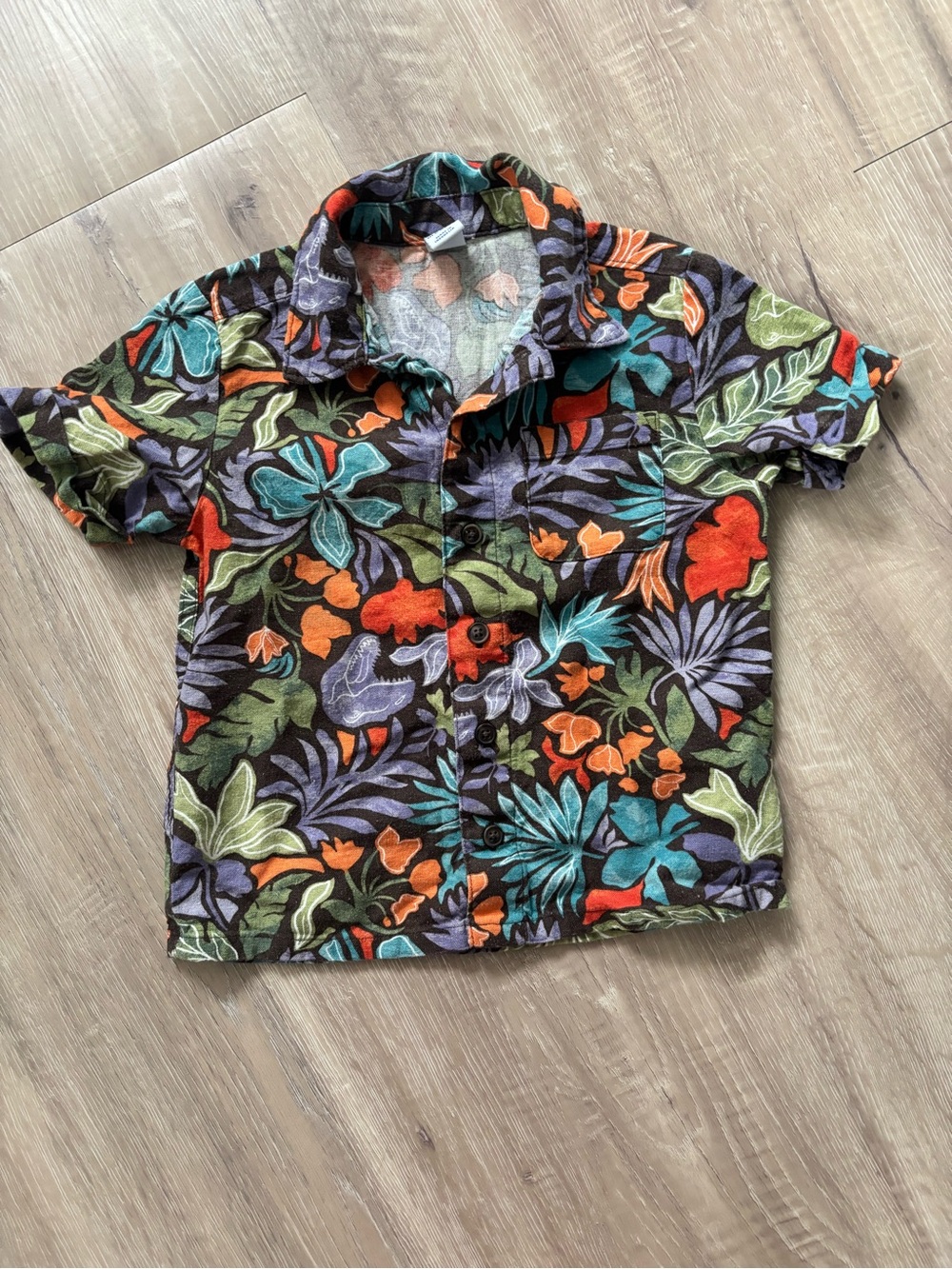 Tropical Floral kids Short Sleeve Button-Down Shirt